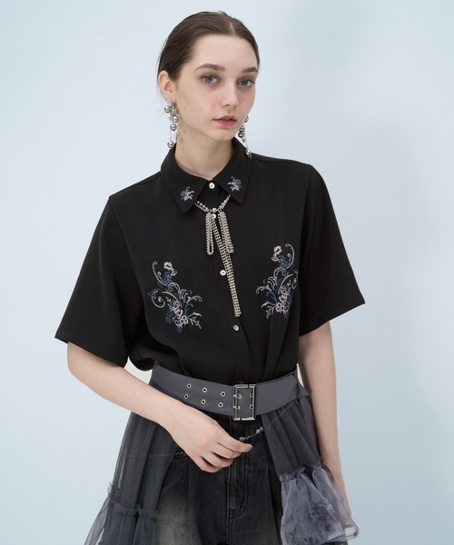HARE(ハレ)の「トロミシシュウシャツ(HARE)(シャツ/ブラウス・レディース・ライトグレー/ブルー/ブラック/ホワイト/ブルーグリーン・FREE)」の13枚目の写真