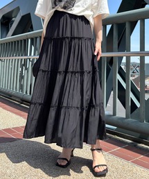 ISOOK | 【ISOOK / アイスー】ティアードロングスカート / マキシスカート ティアードスカート 無地 ウエストゴム ZOZOTOWN限定(スカート)