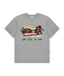 シェフ ESCF ロゴコラージュプリントオーバーサイズ半袖Tシャツグレー
