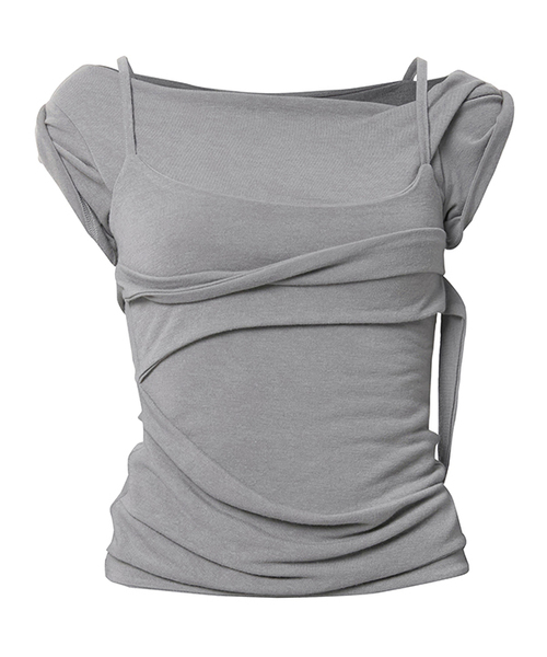 FLAREUP(フレアアップ)の「Layered Bustier T-Shirt (FL-108_Gray)(Tシャツ/カットソー・レディース・ライトグレー・OS)」の1枚目の写真