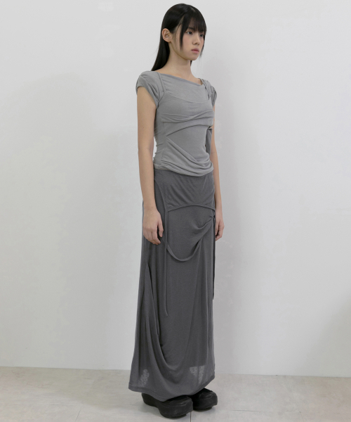 FLAREUP(フレアアップ)の「Layered Bustier T-Shirt (FL-108_Gray)(Tシャツ/カットソー・レディース・ライトグレー・OS)」の4枚目の写真
