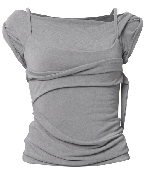 FLAREUP(フレアアップ)の「Layered Bustier T-Shirt (FL-108_Gray)(Tシャツ/カットソー・レディース・ライトグレー・OS)」の5枚目の写真