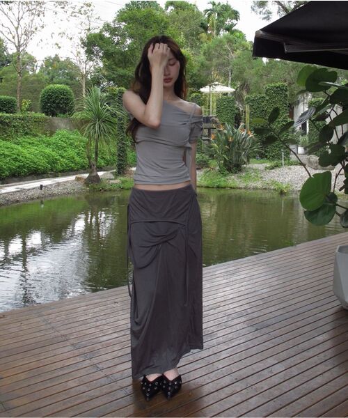 FLAREUP(フレアアップ)の「Layered Bustier T-Shirt (FL-108_Gray)(Tシャツ/カットソー・レディース・ライトグレー・OS)」の6枚目の写真