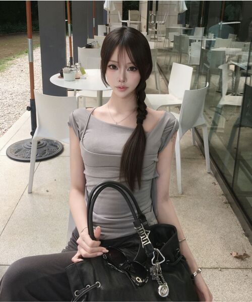 FLAREUP(フレアアップ)の「Layered Bustier T-Shirt (FL-108_Gray)(Tシャツ/カットソー・レディース・ライトグレー・OS)」の8枚目の写真
