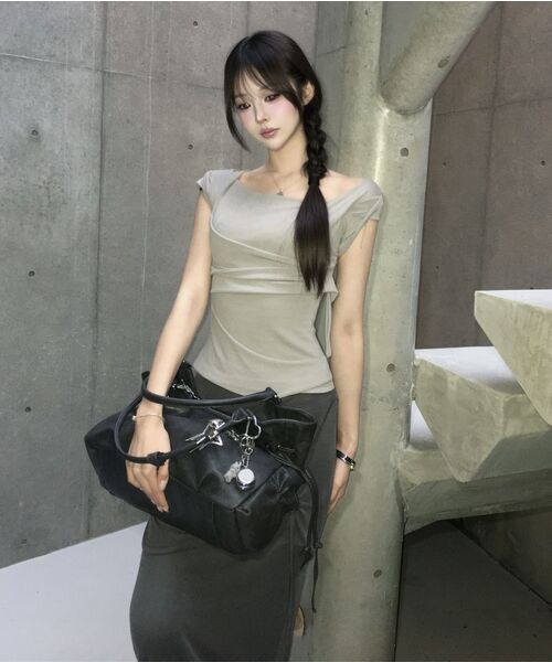 FLAREUP(フレアアップ)の「Layered Bustier T-Shirt (FL-108_Gray)(Tシャツ/カットソー・レディース・ライトグレー・OS)」の9枚目の写真