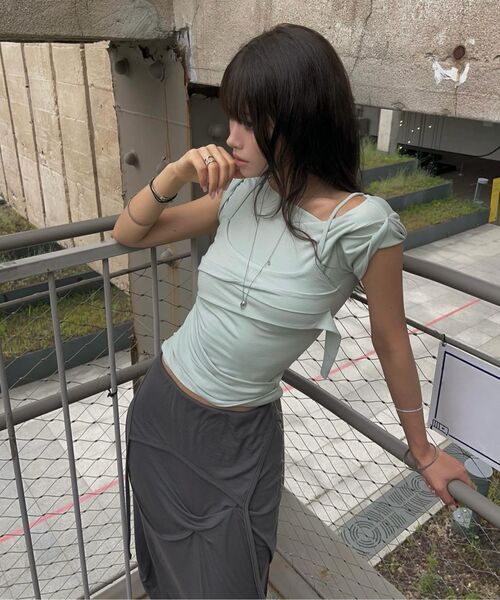FLAREUP(フレアアップ)の「Layered Bustier T-Shirt (FL-108_Gray)(Tシャツ/カットソー・レディース・ライトグレー・OS)」の19枚目の写真