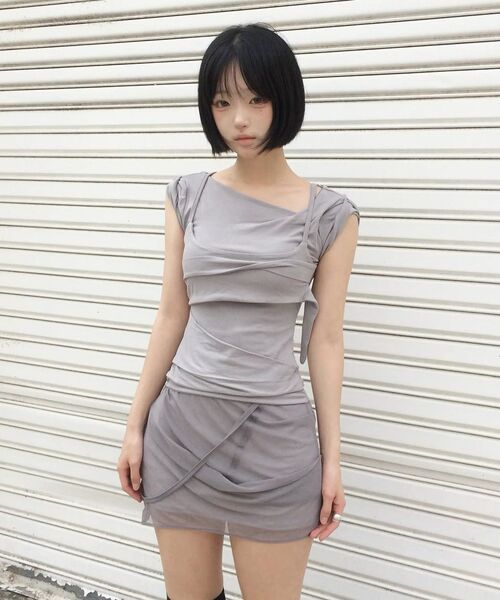 FLAREUP(フレアアップ)の「Layered Bustier T-Shirt (FL-108_Gray)(Tシャツ/カットソー・レディース・ライトグレー・OS)」の22枚目の写真