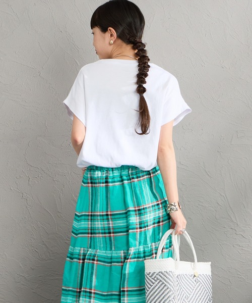 DANTON（ダントン）の「[DANTON/ダントン] ワンポイントロゴ ドルマンスリーブ Tシャツ（Tシャツ/カットソー・レディース・ホワイト/グレイッシュベージュ/ブラック・S）」の14枚目の写真