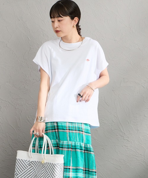 DANTON（ダントン）の「[DANTON/ダントン] ワンポイントロゴ ドルマンスリーブ Tシャツ（Tシャツ/カットソー・レディース・ホワイト/グレイッシュベージュ/ブラック・S）」の18枚目の写真