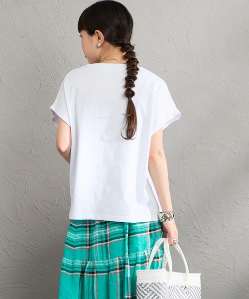 DANTON（ダントン）の「[DANTON/ダントン] ワンポイントロゴ ドルマンスリーブ Tシャツ（Tシャツ/カットソー・レディース・ホワイト/グレイッシュベージュ/ブラック・S）」の20枚目の写真