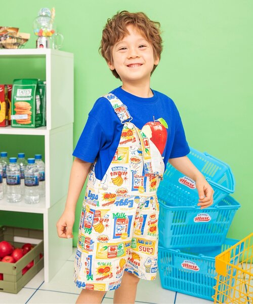 BREEZE(ブリーズ)の「BREEZEMART ショートサロペット(サロペット/オーバーオール・キッズ・アイボリー/グリーン・90/110/130)」の1枚目の写真