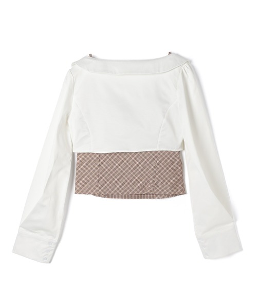 M DOLLY(エムドリー)の「Check ribbon audrey shirt set / チェックリボンオードリーシャツセット(Tシャツ/カットソー・レディース・ブラウン/ブラック/グレー/ベージュ・FREE)」の10枚目の写真