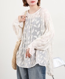 Fanaka レーヨンカットジャガードブラウス
