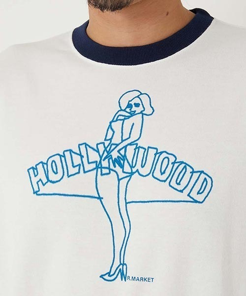 HOLLYWOOD RANCH MARKET(ハリウッドランチマーケット)の「サマーウラケ レフトハンド ドローイングガール Tシャツ(Tシャツ/カットソー・メンズ・チャコール/ネイビー・L/S/M/XL)」の12枚目の写真