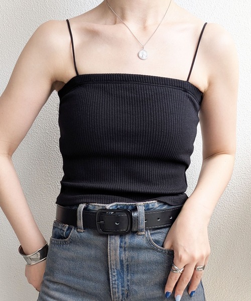 styiro(スタイロ)の「華奢ストラップカップ付きリブキャミソールブラトップ チューブトップ(キャミソール・レディース・ブラック/ホワイト/ベージュ/ベージュ系その他・M/FREE)」の16枚目の写真