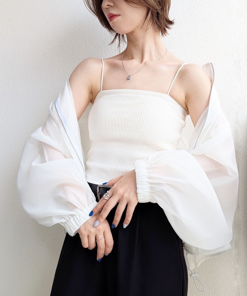 styiro(スタイロ)の「華奢ストラップカップ付きリブキャミソールブラトップ チューブトップ(キャミソール・レディース・ブラック/ホワイト/ベージュ/ベージュ系その他・M/FREE)」の10枚目の写真