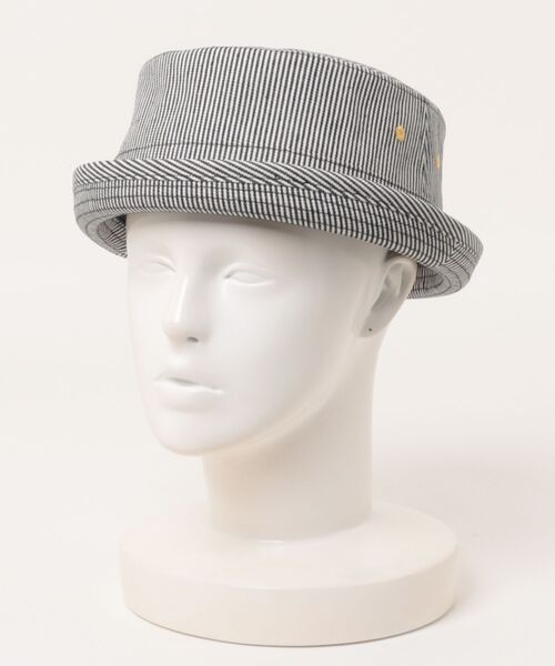 polcadot(ポルカドット)の「デニム ポークパイハット(ハット・メンズ・ブラック/ネイビー/ストライプ・XL/M)」の4枚目の写真