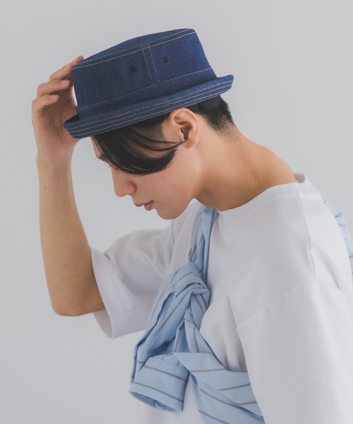 polcadot(ポルカドット)の「デニム ポークパイハット(ハット・メンズ・ブラック/ネイビー/ストライプ・XL/M)」の11枚目の写真