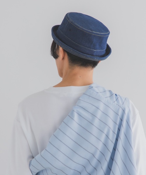 polcadot(ポルカドット)の「デニム ポークパイハット(ハット・メンズ・ブラック/ネイビー/ストライプ・XL/M)」の12枚目の写真