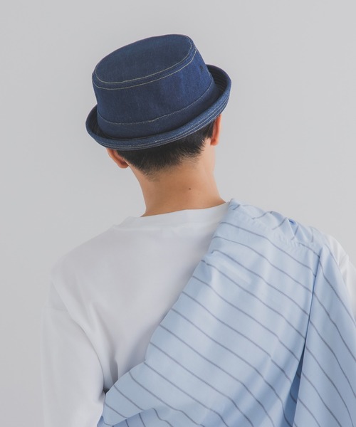 polcadot(ポルカドット)の「デニム ポークパイハット(ハット・メンズ・ブラック/ネイビー/ストライプ・XL/M)」の13枚目の写真