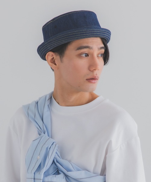 polcadot(ポルカドット)の「デニム ポークパイハット(ハット・メンズ・ブラック/ネイビー/ストライプ・XL/M)」の15枚目の写真