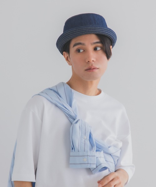 polcadot(ポルカドット)の「デニム ポークパイハット(ハット・メンズ・ブラック/ネイビー/ストライプ・XL/M)」の17枚目の写真