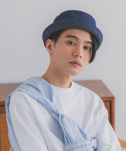 polcadot(ポルカドット)の「デニム ポークパイハット(ハット・メンズ・ブラック/ネイビー/ストライプ・XL/M)」の16枚目の写真