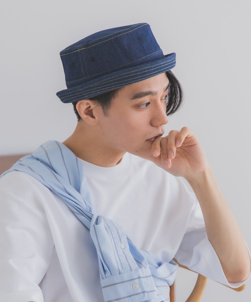 polcadot(ポルカドット)の「デニム ポークパイハット(ハット・メンズ・ブラック/ネイビー/ストライプ・XL/M)」の19枚目の写真