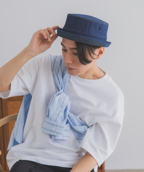 polcadot(ポルカドット)の「デニム ポークパイハット(ハット・メンズ・ブラック/ネイビー/ストライプ・XL/M)」の18枚目の写真