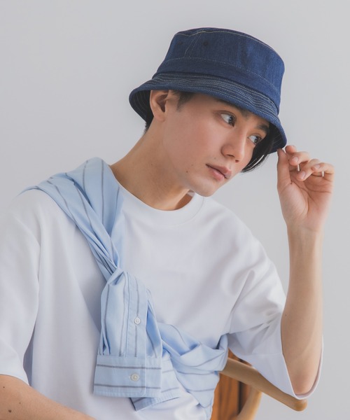 polcadot(ポルカドット)の「デニム ポークパイハット(ハット・メンズ・ブラック/ネイビー/ストライプ・XL/M)」の22枚目の写真