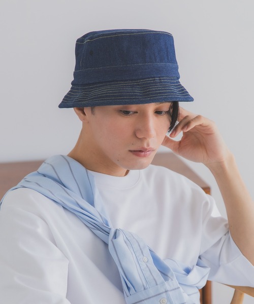 polcadot(ポルカドット)の「デニム ポークパイハット(ハット・メンズ・ブラック/ネイビー/ストライプ・XL/M)」の21枚目の写真