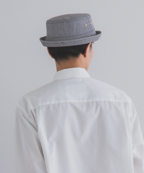 polcadot(ポルカドット)の「デニム ポークパイハット(ハット・メンズ・ブラック/ネイビー/ストライプ・XL/M)」の8枚目の写真