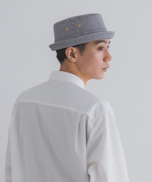 polcadot(ポルカドット)の「デニム ポークパイハット(ハット・メンズ・ブラック/ネイビー/ストライプ・XL/M)」の9枚目の写真