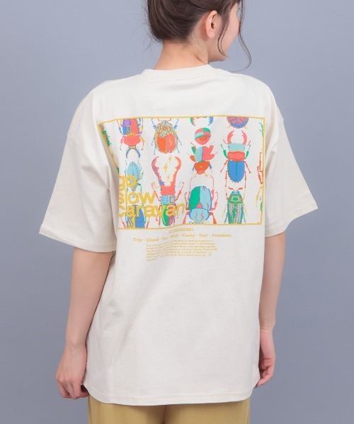 チチカカ（チチカカ）の「go slow caravan ＵＳＡコットンスクエアロゴＴシャツ（Tシャツ/カットソー・レディース・ネイビー/アイボリー/イエロー/グリーン・LARGE/MEDIUM）」の2枚目の写真