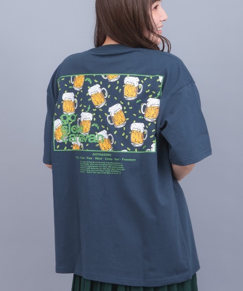 チチカカ（チチカカ）の「go slow caravan ＵＳＡコットンスクエアロゴＴシャツ（Tシャツ/カットソー・レディース・ネイビー/アイボリー/イエロー/グリーン・LARGE/MEDIUM）」の4枚目の写真