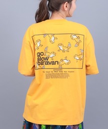go slow caravan USAコットンスクエアロゴTシャツ