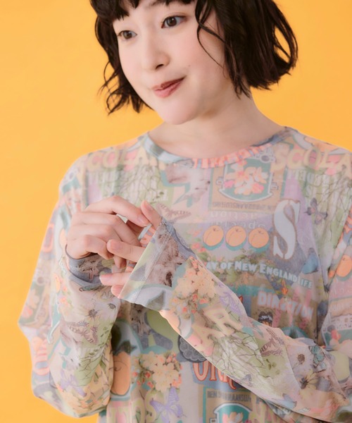 ScoLar(スカラー)の「162662:4柄展開 ロングスリーブソフトチュールワンピース(ワンピース・レディース・グリーン/ブラック/ベージュ/オフホワイト・M)」の6枚目の写真
