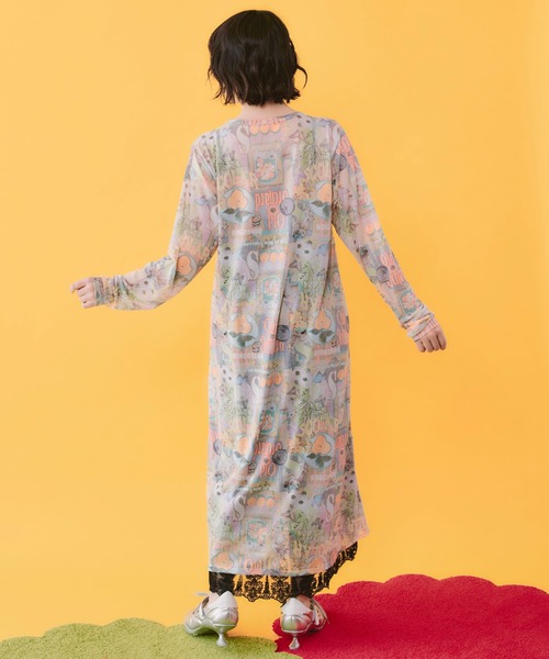 ScoLar(スカラー)の「162662:4柄展開 ロングスリーブソフトチュールワンピース(ワンピース・レディース・グリーン/ブラック/ベージュ/オフホワイト・M)」の7枚目の写真