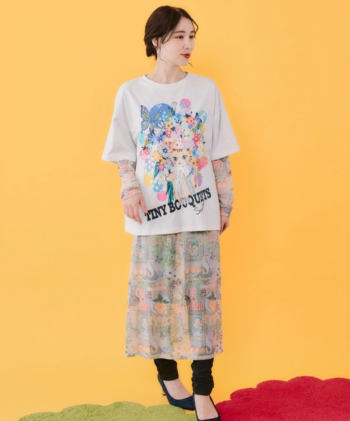 ScoLar(スカラー)の「162662:4柄展開 ロングスリーブソフトチュールワンピース(ワンピース・レディース・グリーン/ブラック/ベージュ/オフホワイト・M)」の10枚目の写真