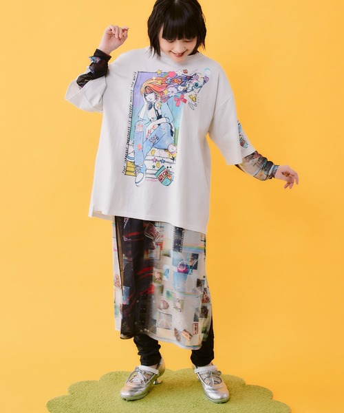 ScoLar(スカラー)の「162662:4柄展開 ロングスリーブソフトチュールワンピース(ワンピース・レディース・グリーン/ブラック/ベージュ/オフホワイト・M)」の11枚目の写真