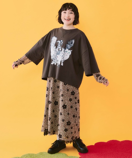 ScoLar(スカラー)の「162662:4柄展開 ロングスリーブソフトチュールワンピース(ワンピース・レディース・グリーン/ブラック/ベージュ/オフホワイト・M)」の14枚目の写真