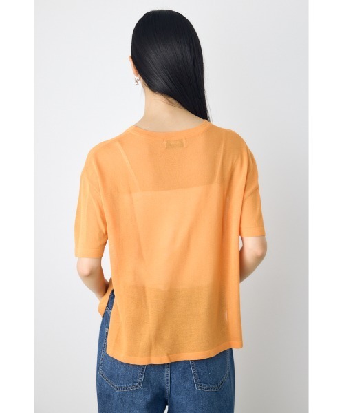 AZUL by moussy(アズールバイマウジー)の「【身長/骨格別着用画像あり】シアールーズ半袖ニット 春服 夏服 秋服 サマーニットトップス メッシュニット(ニット/セーター・レディース・ブラック/オレンジ/ブルー/グレイッシュベージュ・FREE)」の14枚目の写真