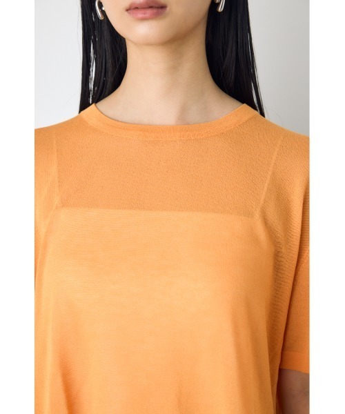 AZUL by moussy(アズールバイマウジー)の「【身長/骨格別着用画像あり】シアールーズ半袖ニット 春服 夏服 秋服 サマーニットトップス メッシュニット(ニット/セーター・レディース・ブラック/オレンジ/ブルー/グレイッシュベージュ・FREE)」の16枚目の写真