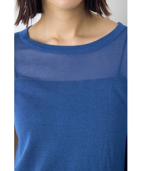 AZUL by moussy(アズールバイマウジー)の「【身長/骨格別着用画像あり】シアールーズ半袖ニット 春服 夏服 秋服 サマーニットトップス メッシュニット(ニット/セーター・レディース・ブラック/オレンジ/ブルー/グレイッシュベージュ・FREE)」の7枚目の写真
