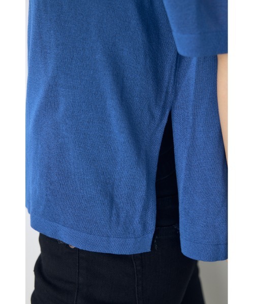 AZUL by moussy(アズールバイマウジー)の「【身長/骨格別着用画像あり】シアールーズ半袖ニット 春服 夏服 秋服 サマーニットトップス メッシュニット(ニット/セーター・レディース・ブラック/オレンジ/ブルー/グレイッシュベージュ・FREE)」の11枚目の写真