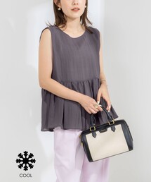 NOLLEY’S | 《接触冷感》【BECシリーズ】ウォッシャブルシアーノースリーブペプラムブラウス(シャツ/ブラウス)