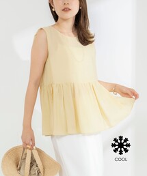 NOLLEY’S | 《接触冷感》【BECシリーズ】ウォッシャブルシアーノースリーブペプラムブラウス(シャツ/ブラウス)