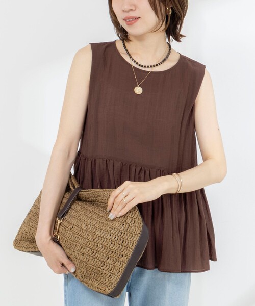NOLLEY’S（ノーリーズ）の「《接触冷感》【BECシリーズ】ウォッシャブルシアーノースリーブペプラムブラウス（シャツ/ブラウス・レディース・チャコールグレー/ブラウン/イエロー・38）」の17枚目の写真