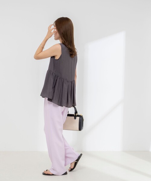 NOLLEY’S（ノーリーズ）の「《接触冷感》【BECシリーズ】ウォッシャブルシアーノースリーブペプラムブラウス（シャツ/ブラウス・レディース・チャコールグレー/ブラウン/イエロー・38）」の20枚目の写真