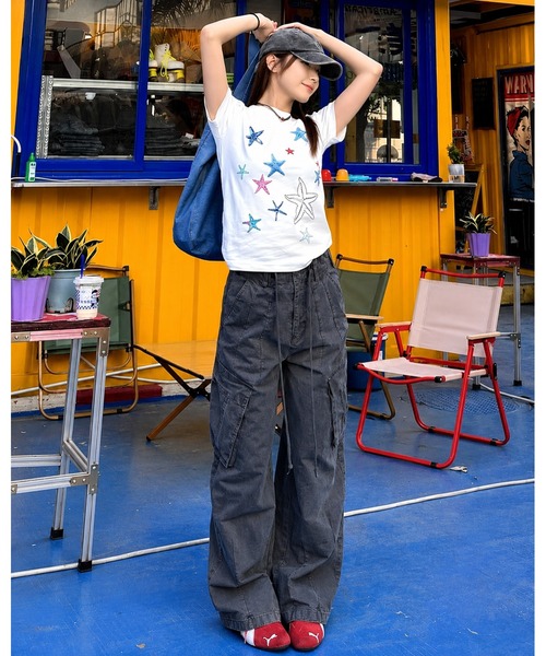 inst.ALL(インストール)の「オーシャンポップグラフィックTシャツ(Tシャツ/カットソー・レディース・ホワイト/ネイビー・M)」の7枚目の写真